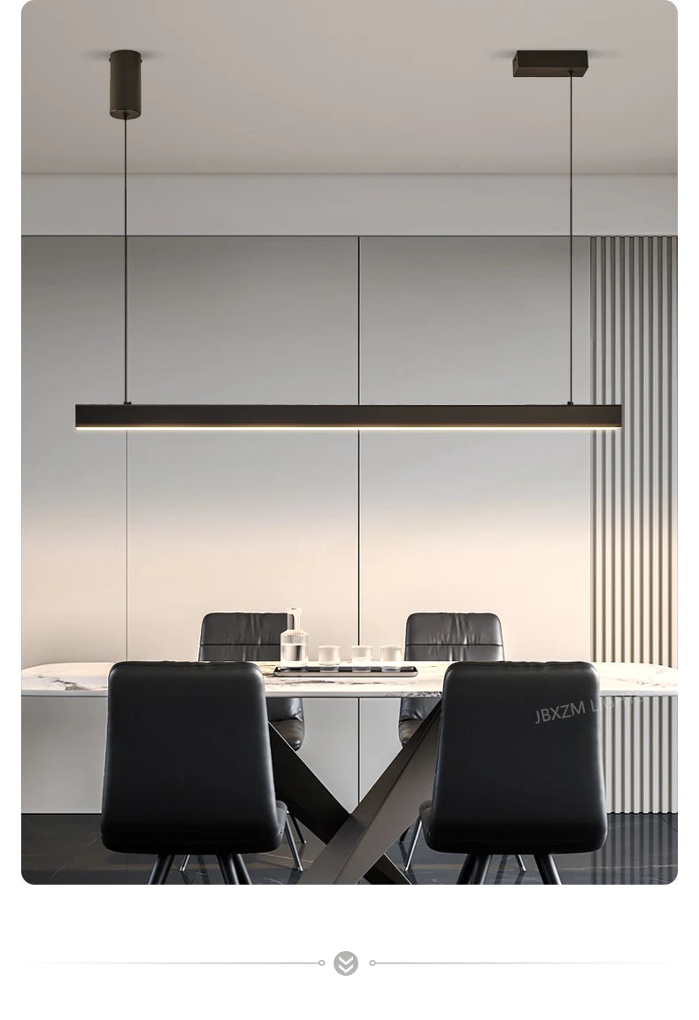 LED Linear Chandelier: Modern Minimalist Pendant Light for Dining Room & Kitchen Island