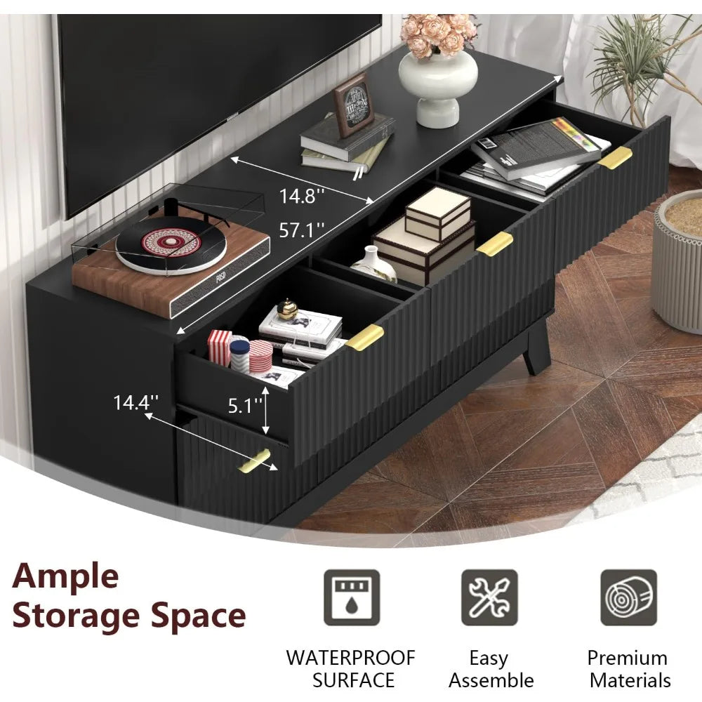 Dresser for Bedroom,9 Drawer Dresser for Closet,57" Wide Storage Cabinet and Chest of Drawers with Gold Handle,TV Stand