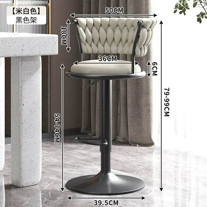 Black And Golds Bar Stool Beige High Kitchen Home Light Luxury Backrest Chair Iron Island Tabourets De Bar Dining Chairs Hocker
