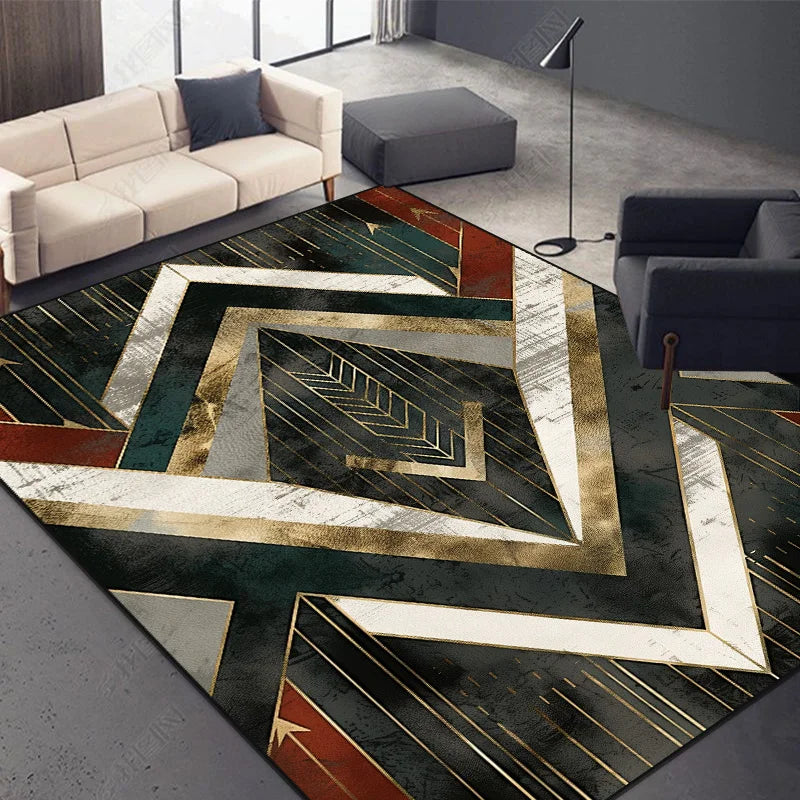 Nordic Abstract Geometric Rug – Washable Living Room Carpet