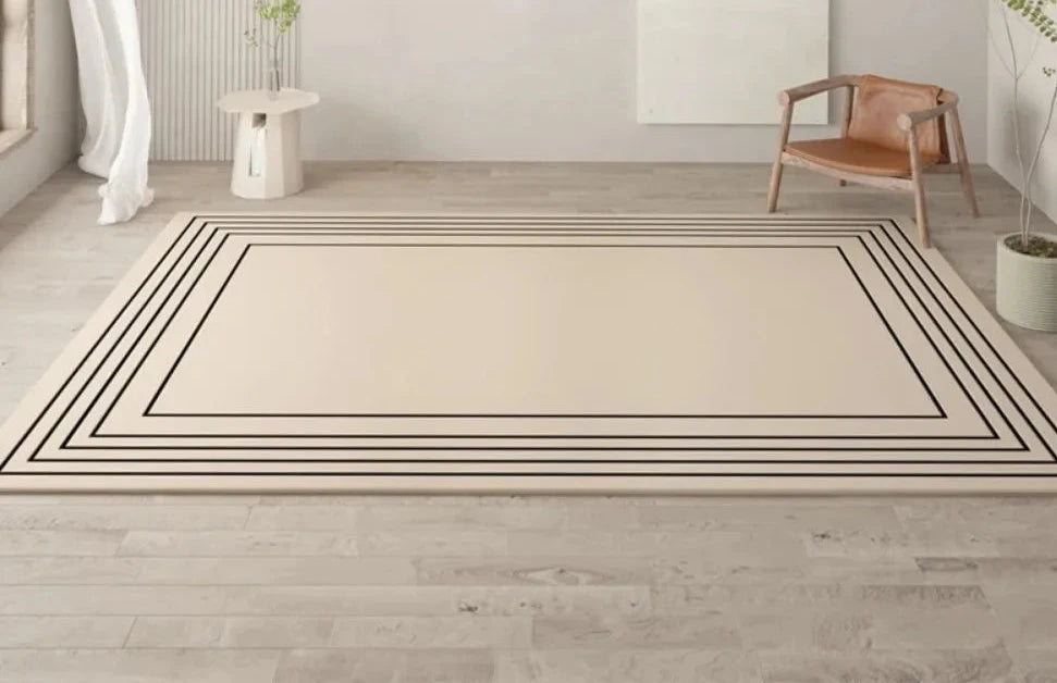 Minimalist Linear Rug - Modern Abstract Irregular Carpet