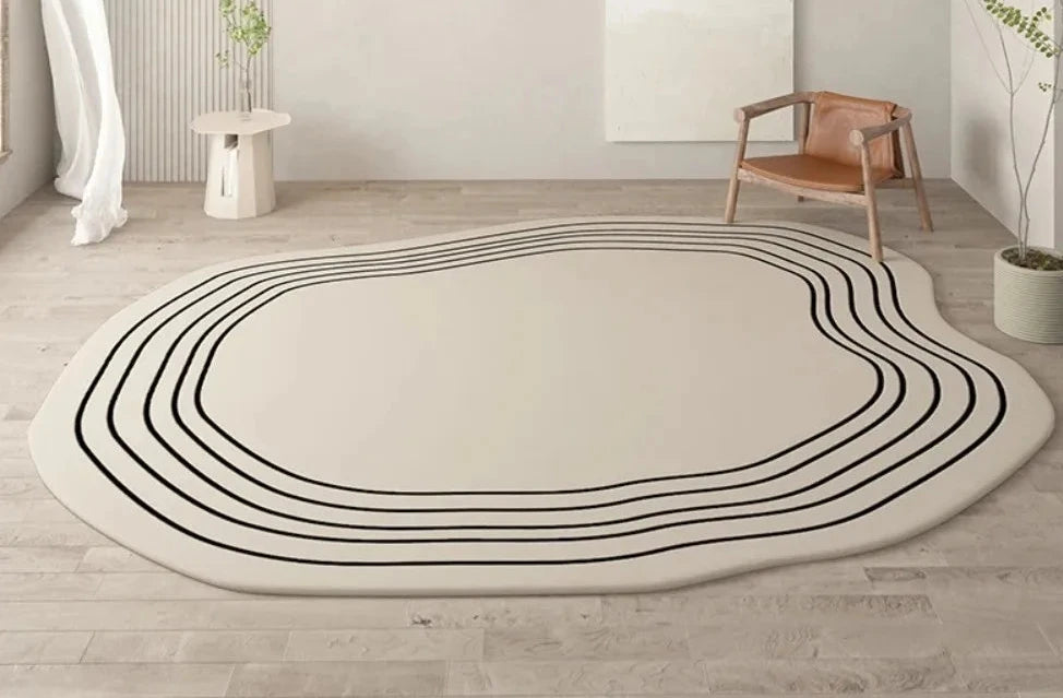 Minimalist Linear Rug - Modern Abstract Irregular Carpet