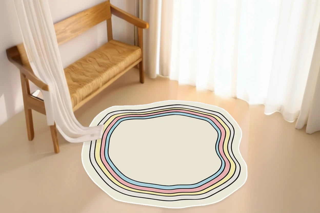 Minimalist Linear Rug - Modern Abstract Irregular Carpet