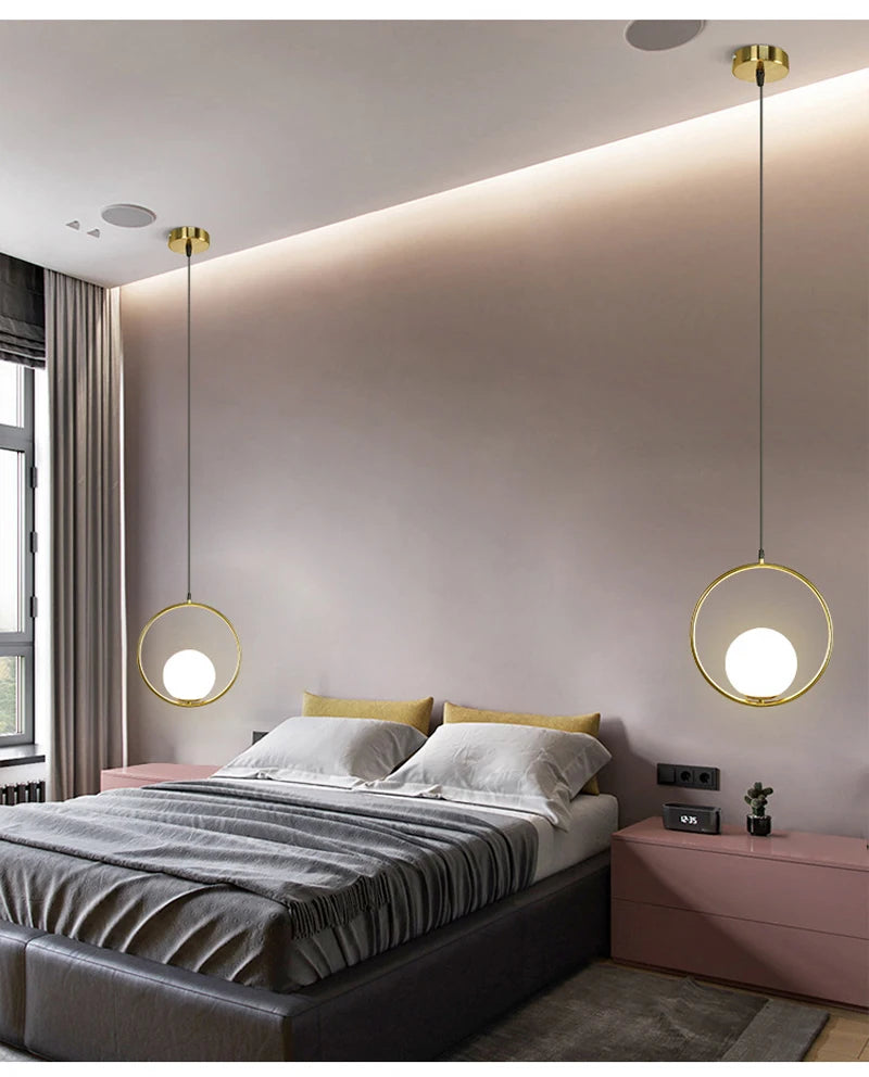 Nordic Glass Ball Pendant Lights Brass Black Hanging Lamp Modern Living Room Dining Bedroom Decor Ceiling Lighting Fixture House