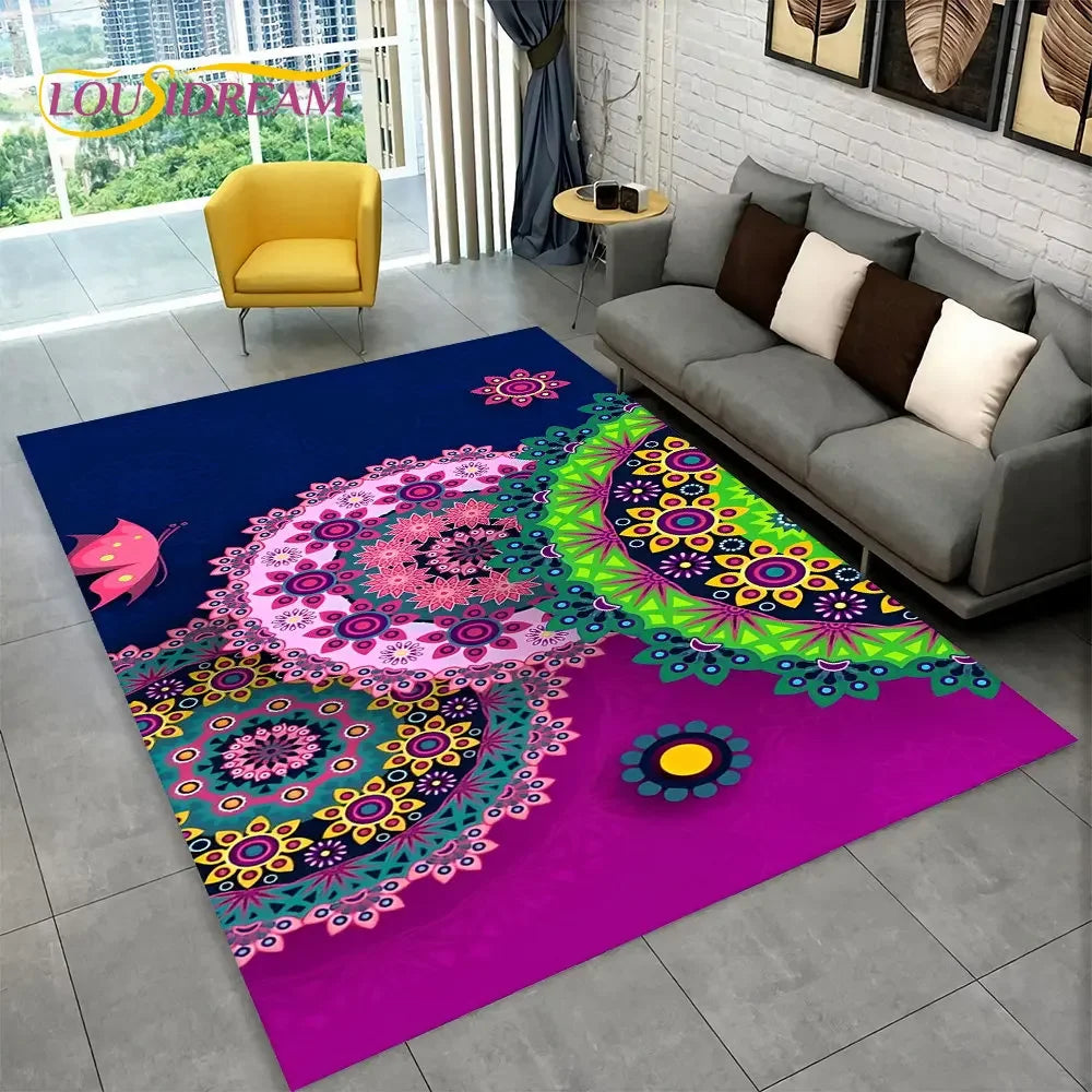Bohemian Mandala Geometric Area Rug,Carpet Rug for Home, Living Room,Bedroom,Sofa,Doormat,Kitchen ,Kids Room-Non-slip Floor Mats