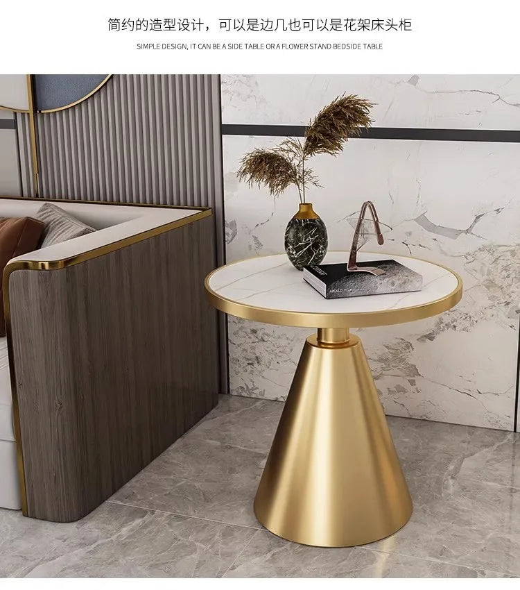 High Quality Golden Stainless Steel Round Small Side Coffee Table for Cafe Living Room