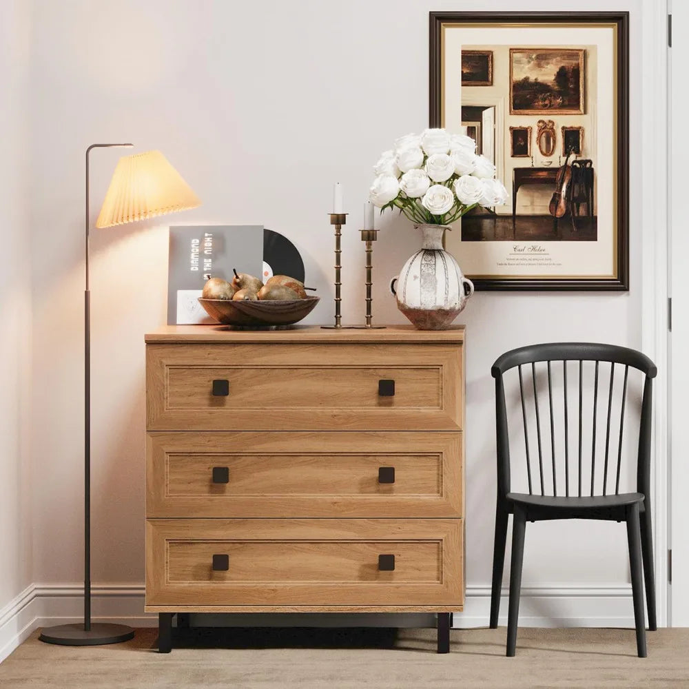 Modern Drawer Dresser for Bedroom with 3 Drawers,Chest of Drawers with Organizer Storage for Bed Room,Livingroom Hallway