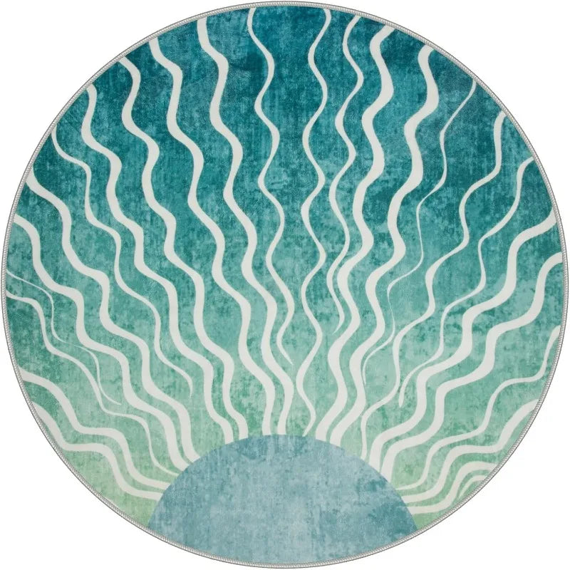 Graphic Sunburst Round Rug - Modern Geometric Design