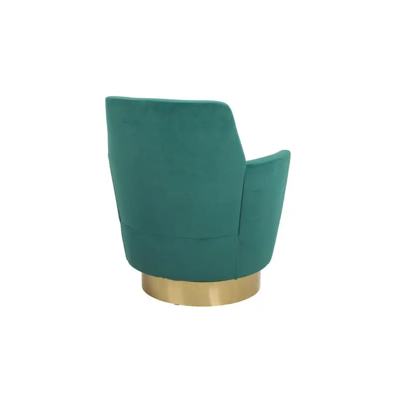 Emerald Velvet Swivel Barrel Chair, Comfy Accent Armchair for Living Room & Bedroom, Round Design with Gold Stainless Steel