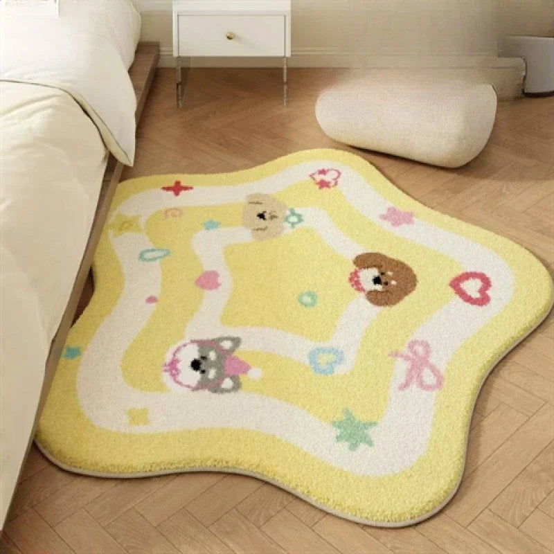 Star-Shaped Kids Rug - Soft Pink Nursery Play Mat
