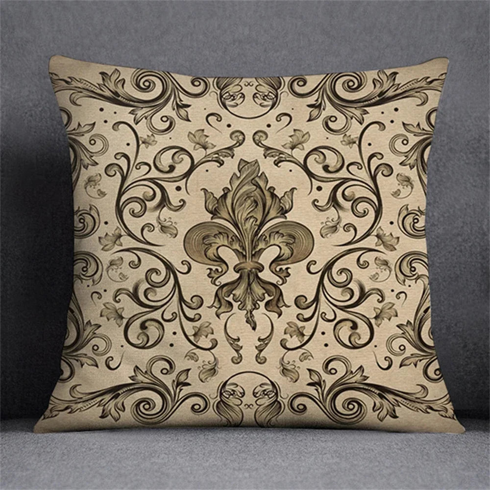 Black Gold Elegant Design Cushion Cover Symmetrical Plant Pillowcase Home Car Pillows Decor For Living Room Sofa Square Cushions