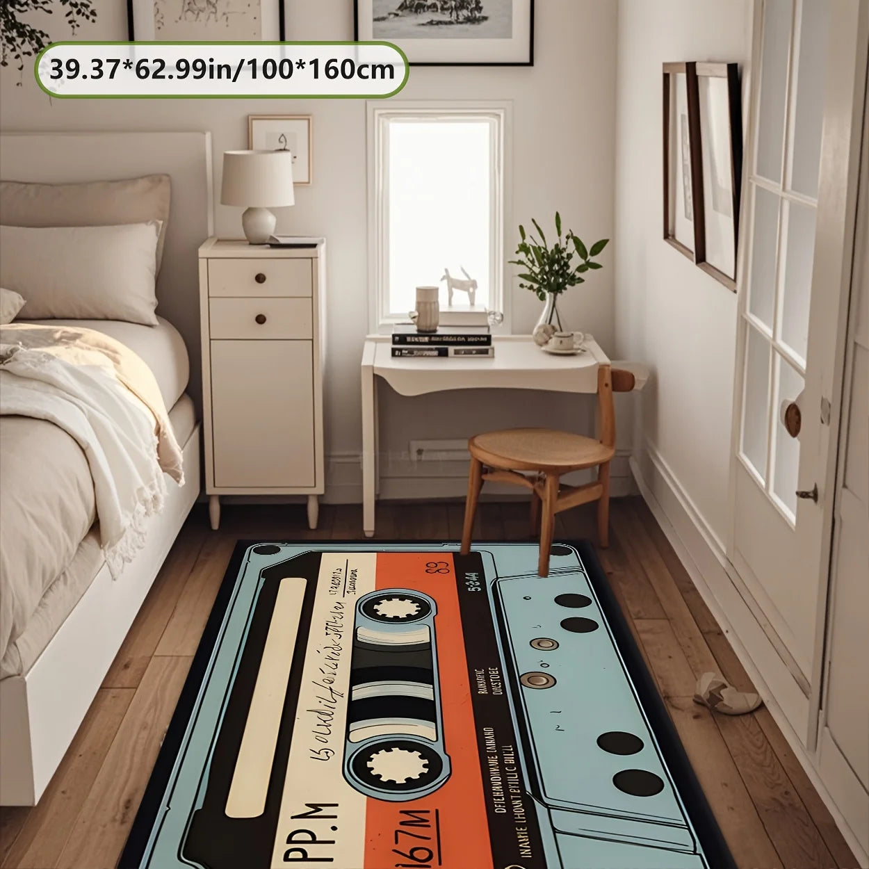 Retro Cassette Tape Area Rug - Non-Slip Machine Washable Floor Mat