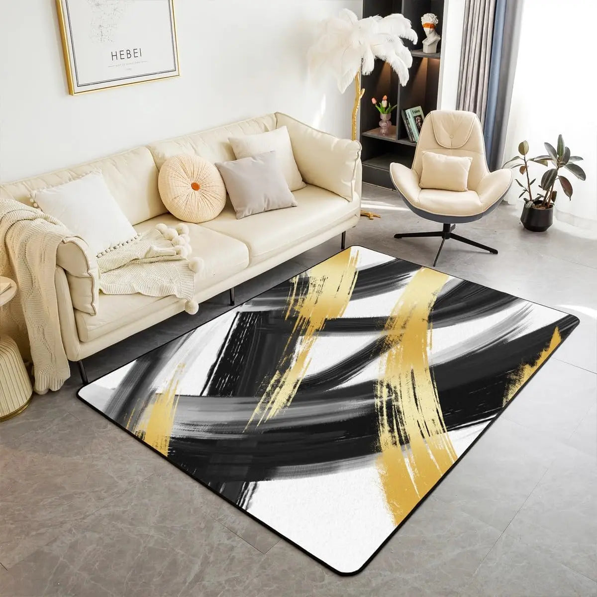Modern Abstract Brushstroke Rug - Contemporary Art Carpet