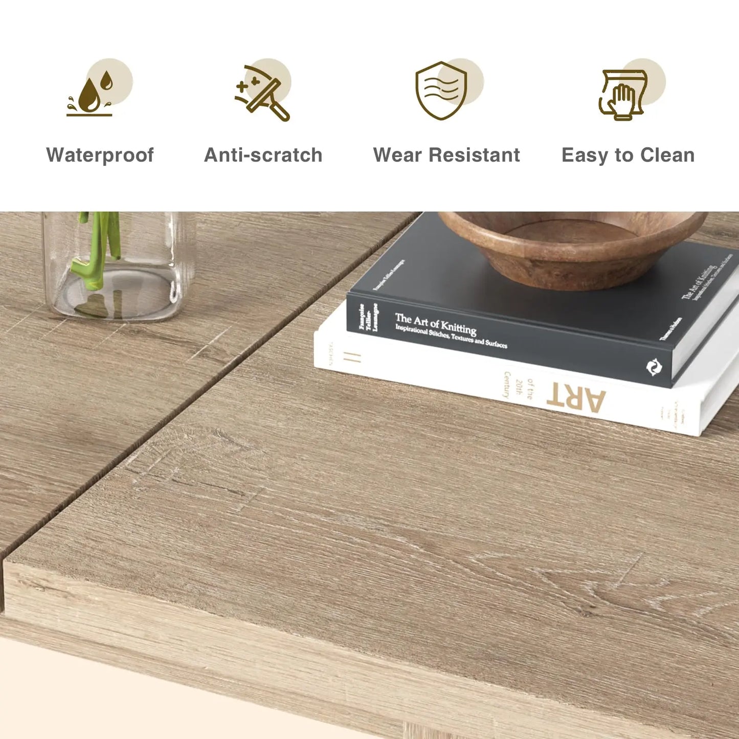 Vabches Extendable Dining Table for 6-8 Seater Wooden Kitchen Table Modern Rectangle Dinner Table Space Saver for Dining Room