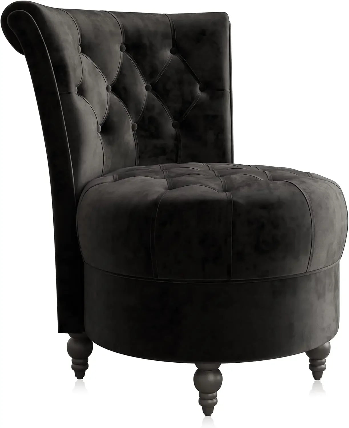 Stylish Throne Accent Chair with Button-Tufted Upholstery and Low Back Design