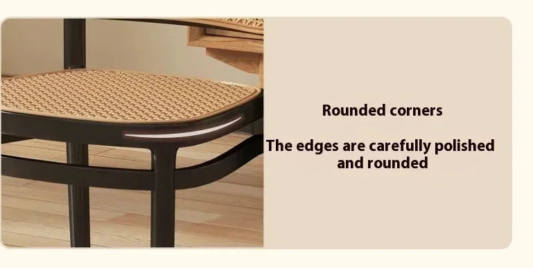 Black Rattan Dining Chair with Natural Cane Webbing and Cushion