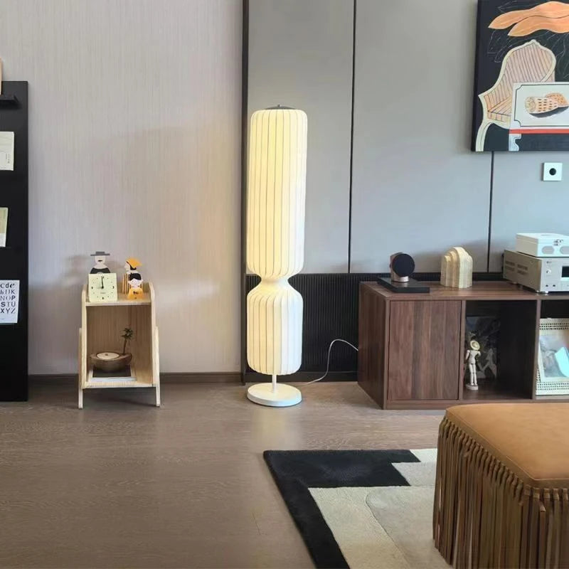 Floor Lamp: Sculptural Fluted Design in White - Modern Statement Lighting