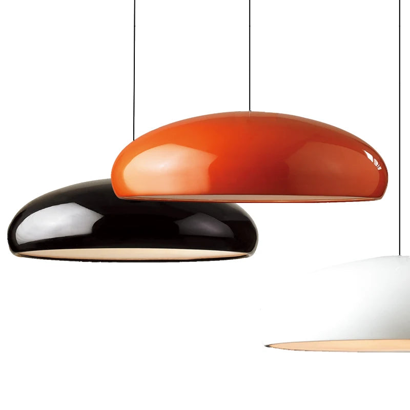 Pendant Light: Modern Dome Shade in Orange, White, Black & Deep Red