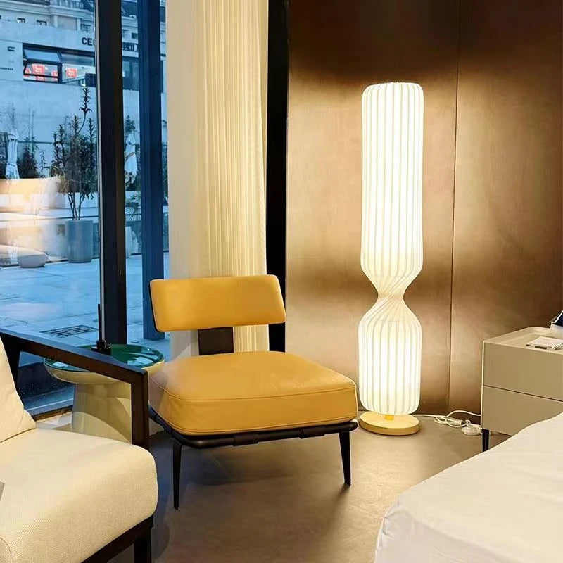 Floor Lamp: Sculptural Fluted Design in White - Modern Statement Lighting