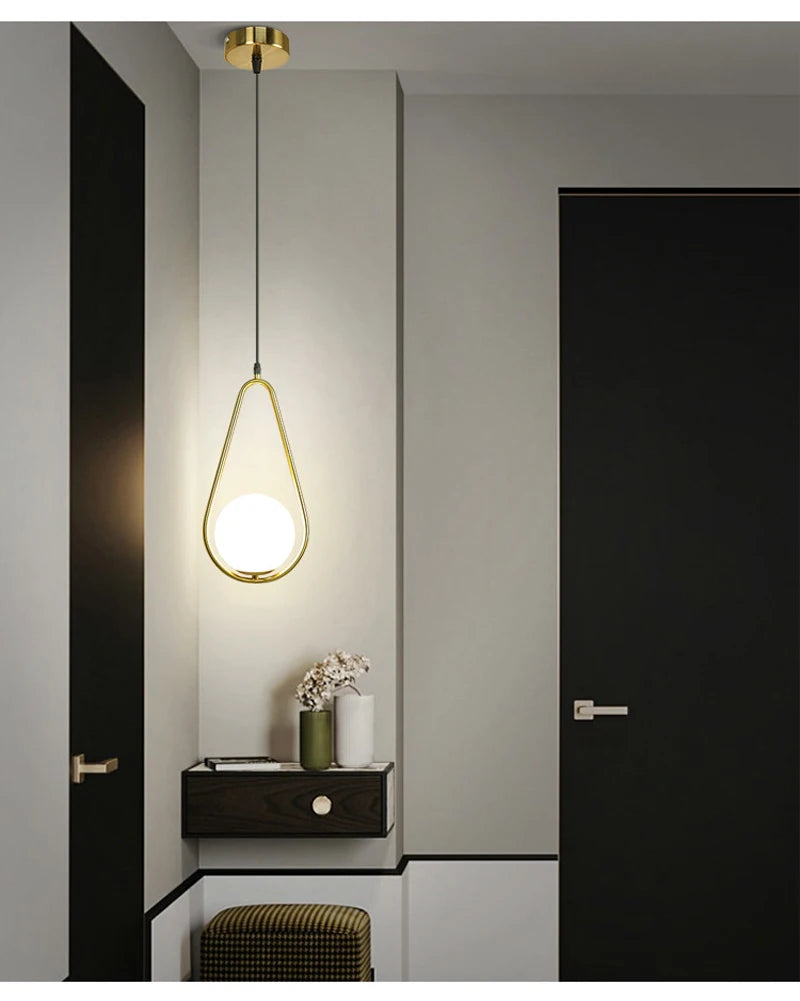 Nordic Glass Ball Pendant Lights Brass Black Hanging Lamp Modern Living Room Dining Bedroom Decor Ceiling Lighting Fixture House