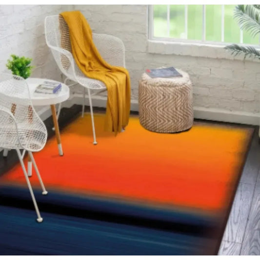 Sunset Ombre Modern Area Rug Orange Navy Gradient Art Carpet Contemporary Living Room Accent Mat Warm Bold Color Floor Decor