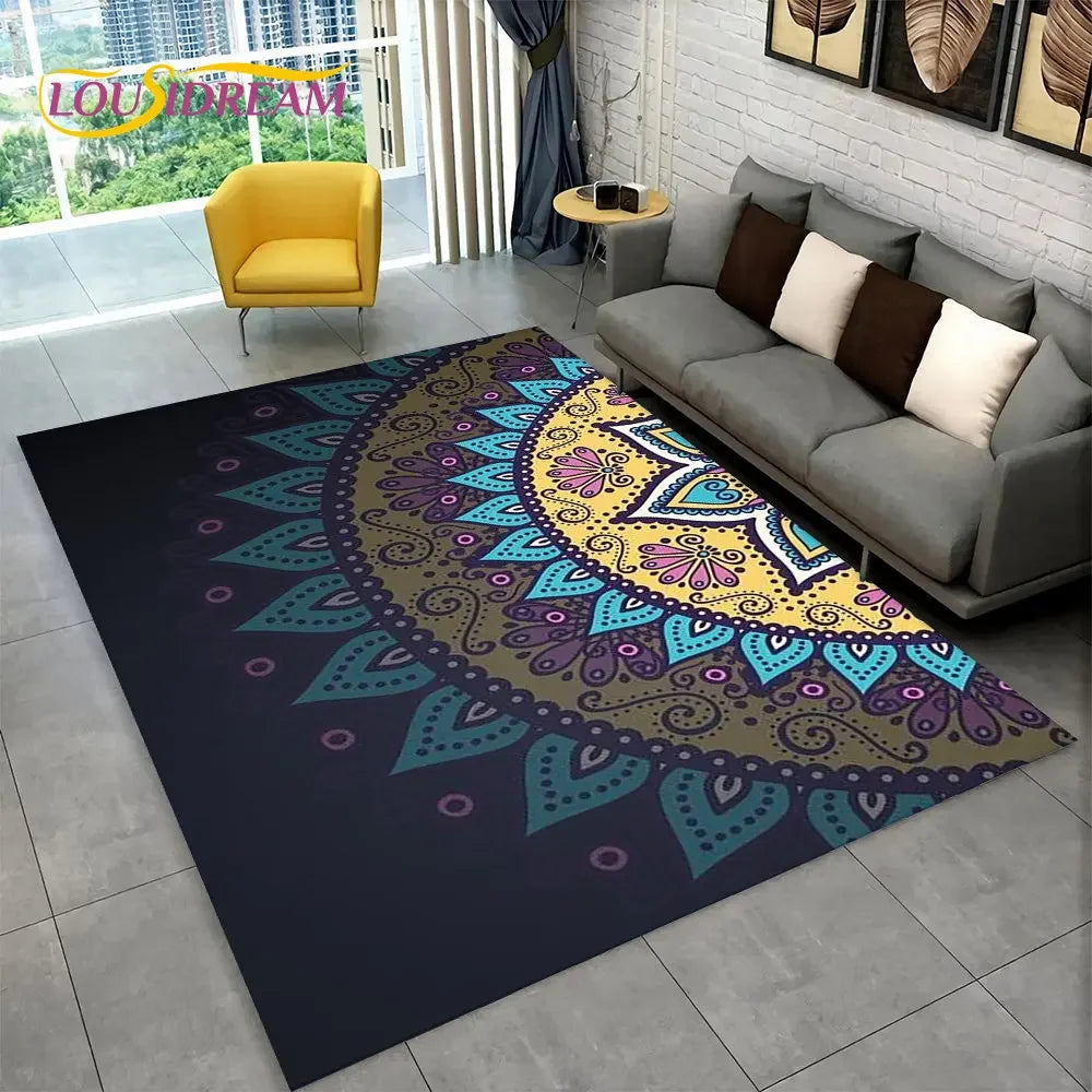 Bohemian Mandala Geometric Area Rug,Carpet Rug for Home, Living Room,Bedroom,Sofa,Doormat,Kitchen ,Kids Room-Non-slip Floor Mats