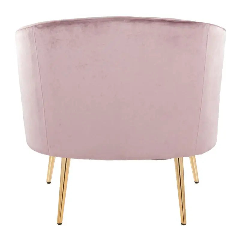 Glam Accent Chair in Gold Metal and Blush Pink Velvet, Modern Design for Living Room or Bedroom, Stylish and Comfortable