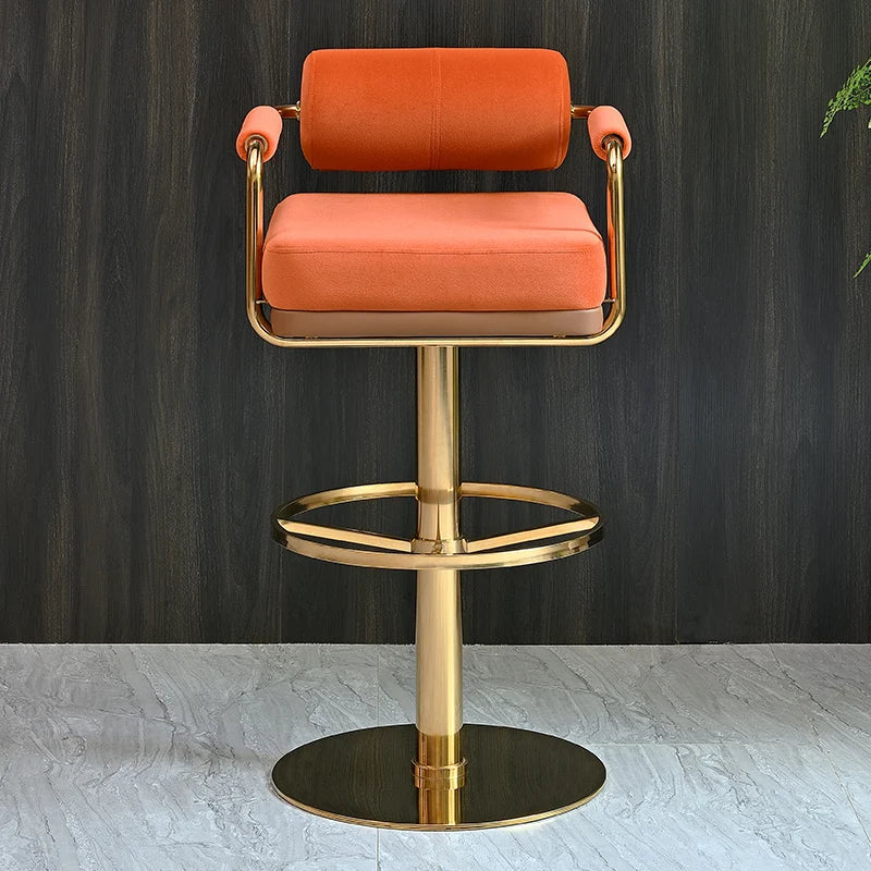 Modern Luxury Bar Stools with Backrest and Gold Base Counter Swivel Bar Stool Custmized Color