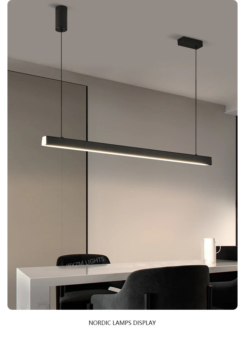 LED Linear Chandelier: Modern Minimalist Pendant Light for Dining Room & Kitchen Island