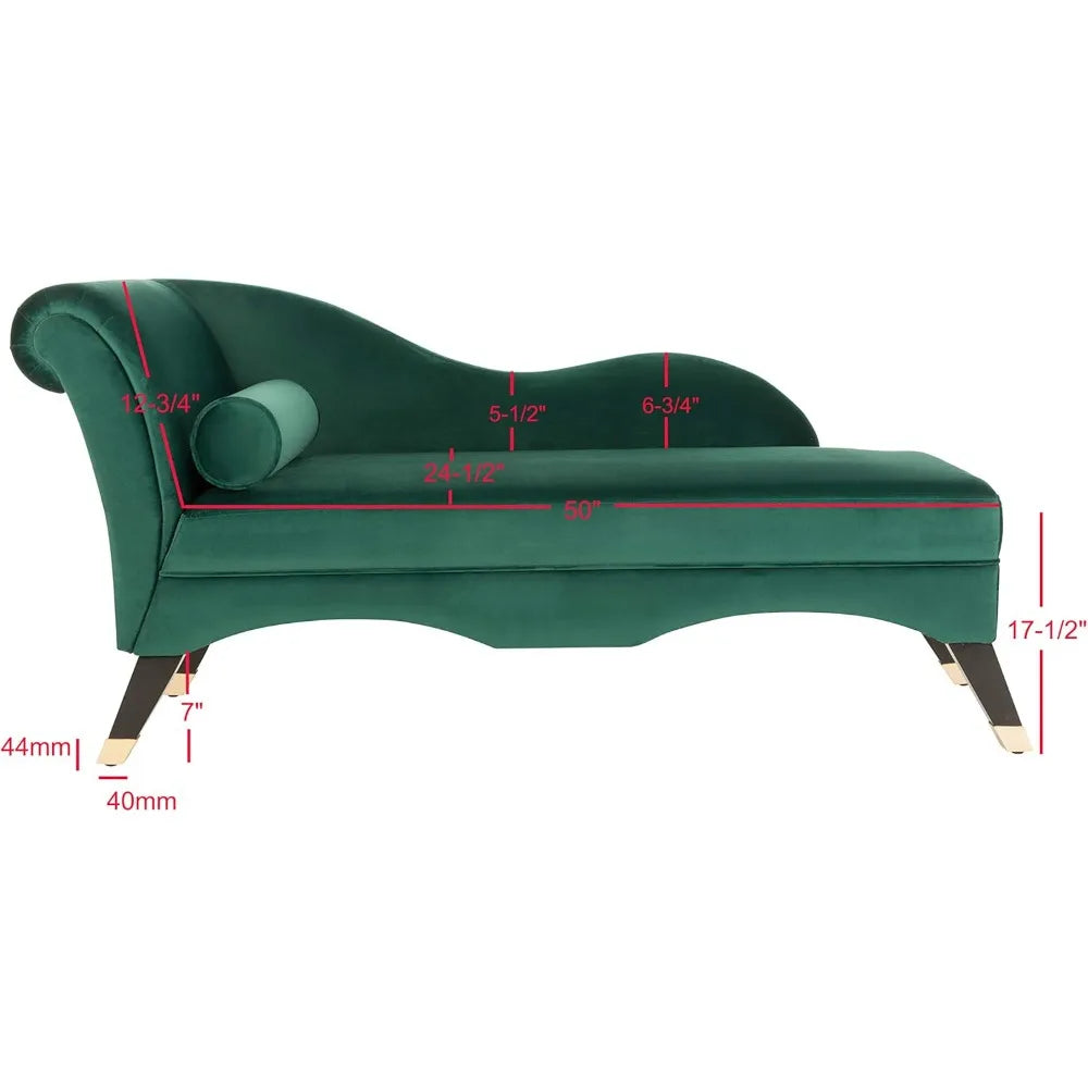 Emerald Green Velvet Chaise Lounge - Modern Camel Back Reclining Chair for Living Room and Bedroom