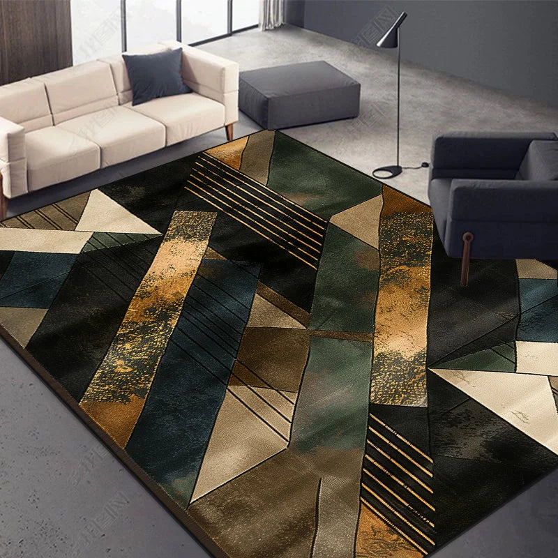 Nordic Abstract Geometric Rug – Washable Living Room Carpet