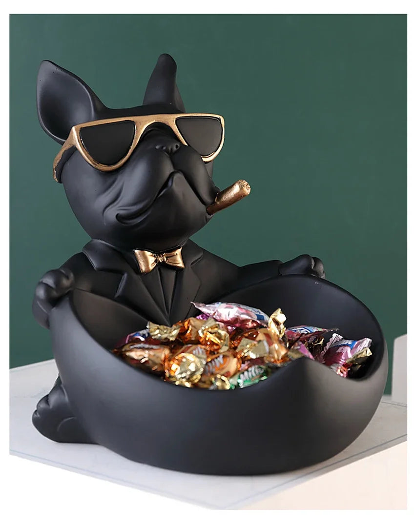 Cool Dog Figurine Storage Box - Resin Sculpture | Home Decor