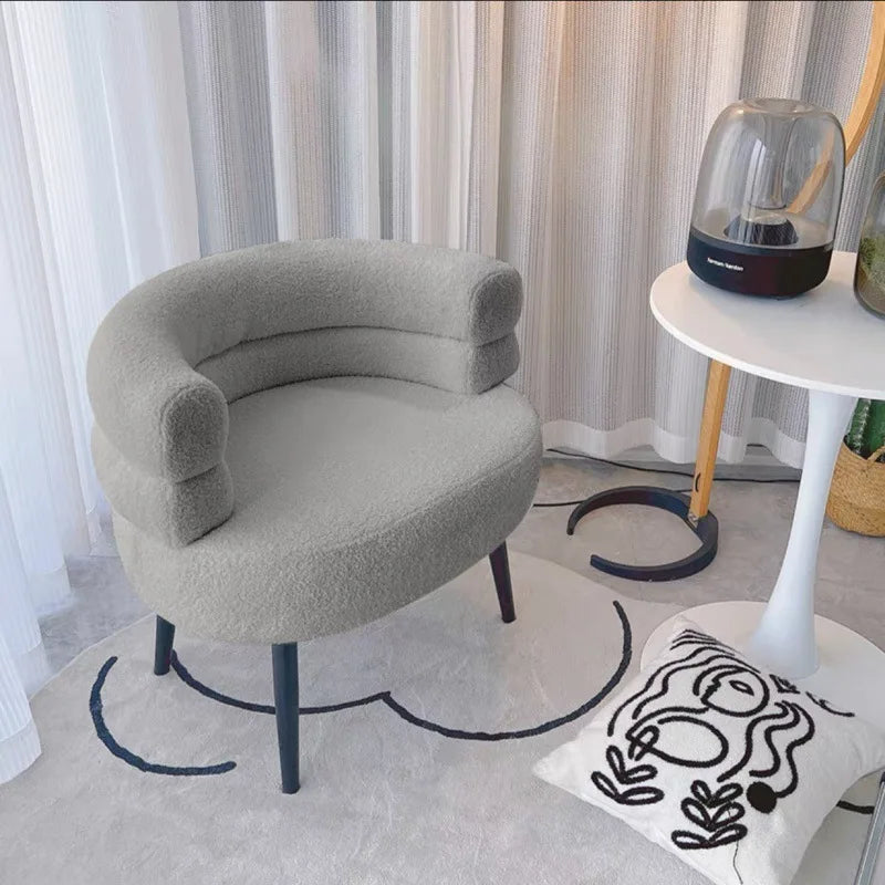 Modern Accent Chair, Single Couch Chair Lazy Sofa Accent Chair, Curved Design backrest for Living Room Bedroom lambswool fabric