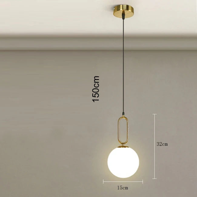 Nordic Glass Ball Pendant Lights Brass Black Hanging Lamp Modern Living Room Dining Bedroom Decor Ceiling Lighting Fixture House