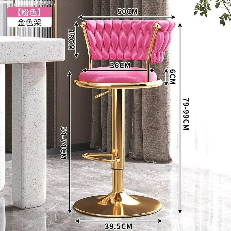 Black And Golds Bar Stool Beige High Kitchen Home Light Luxury Backrest Chair Iron Island Tabourets De Bar Dining Chairs Hocker