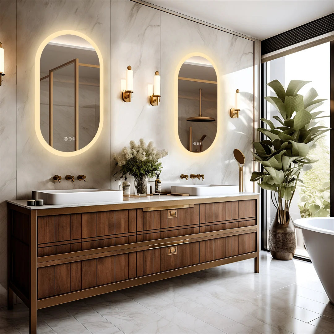 Backlit Lighted Bathroom Mirror LED Bedroom Vanity Mirror with Touch Sensor Dimming Defog