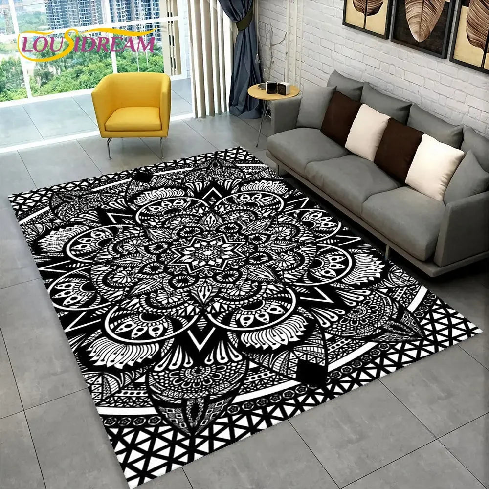 Bohemian Mandala Geometric Area Rug,Carpet Rug for Home, Living Room,Bedroom,Sofa,Doormat,Kitchen ,Kids Room-Non-slip Floor Mats