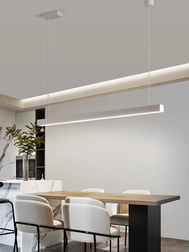 LED Linear Chandelier: Modern Minimalist Pendant Light for Dining Room & Kitchen Island
