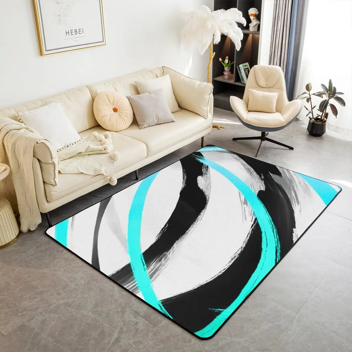 Modern Abstract Brushstroke Rug - Contemporary Art Carpet