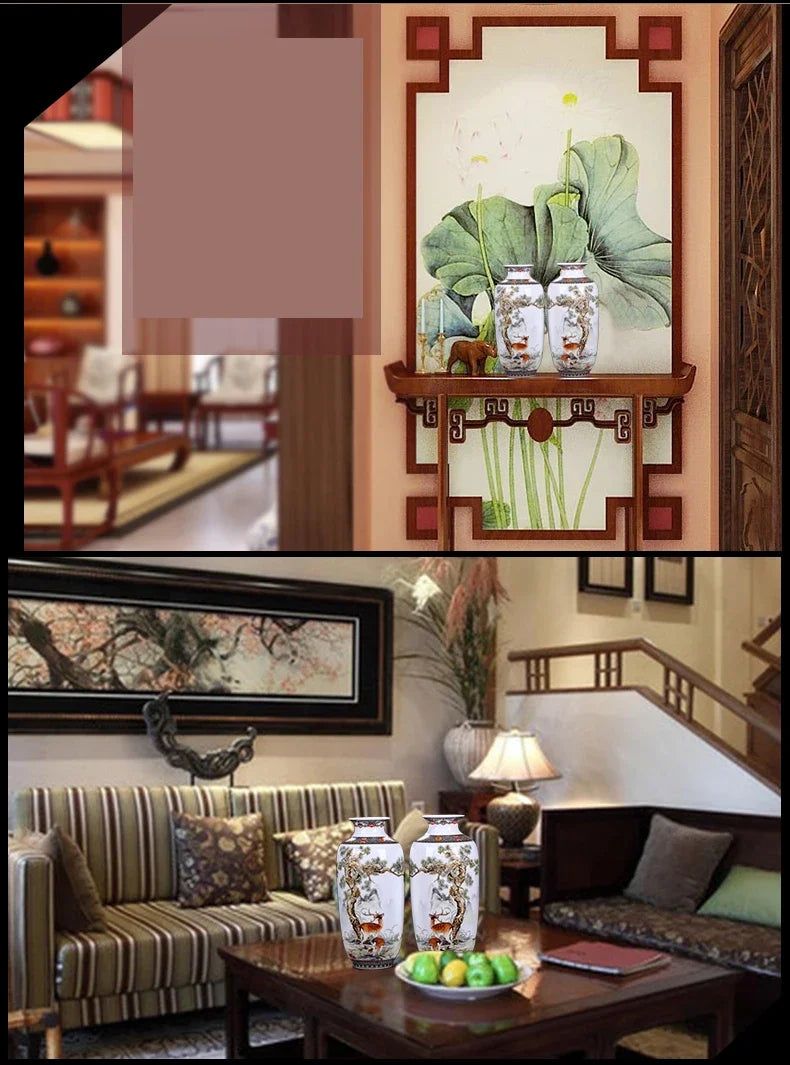 Ceramic Jingdezhen Vase Chinese Traditional Flower Vases Living Room Decoration Vase Fine Smooth Surface Furnishing Articles