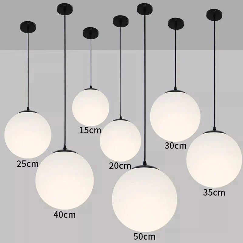 Nordic Glass Ball Pendant Lights Brass Black Hanging Lamp Modern Living Room Dining Bedroom Decor Ceiling Lighting Fixture House