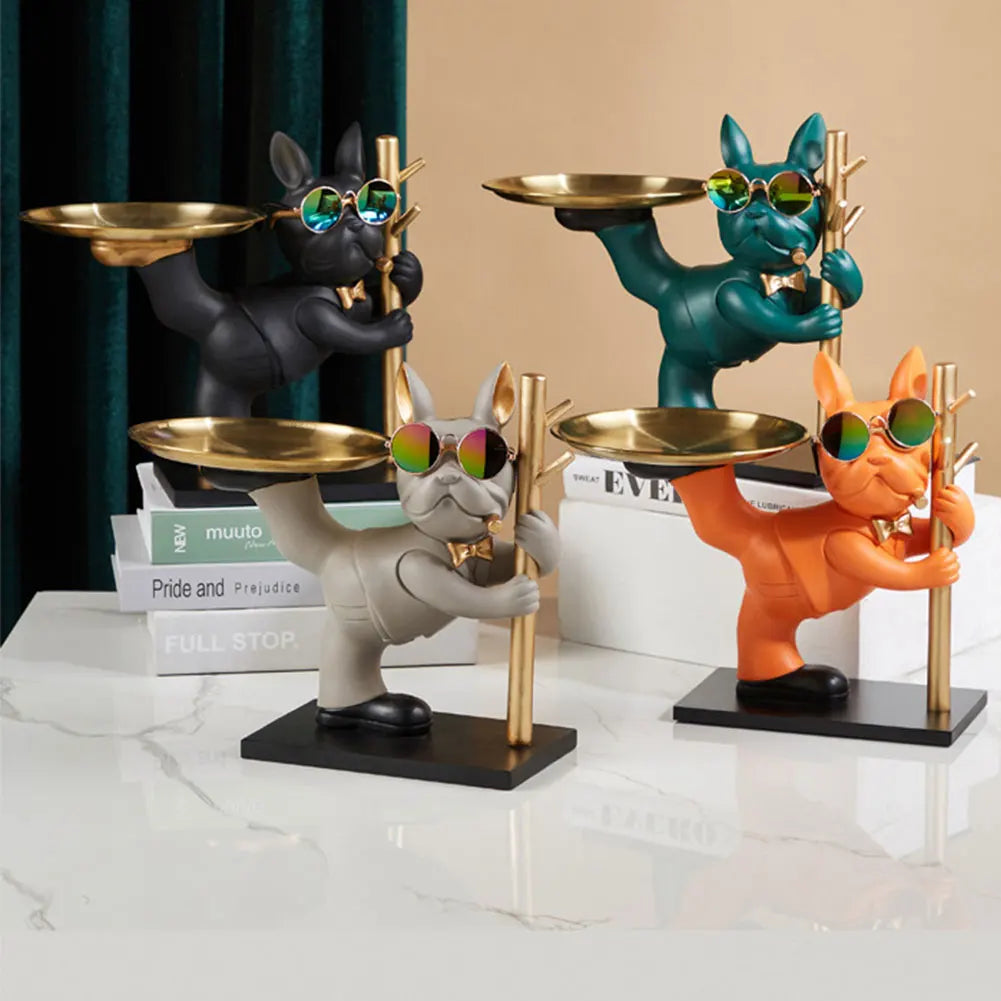 Magnate Pitbull Statue - Resin Sculpture with Storage Tray | Home Decor