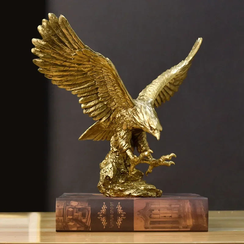 Golden Eagle Statue - Resin Sculpture | Modern Home Office Decor