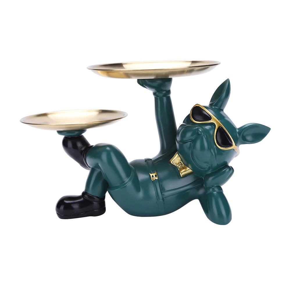 Magnate Pitbull Statue - Resin Sculpture with Storage Tray | Home Decor