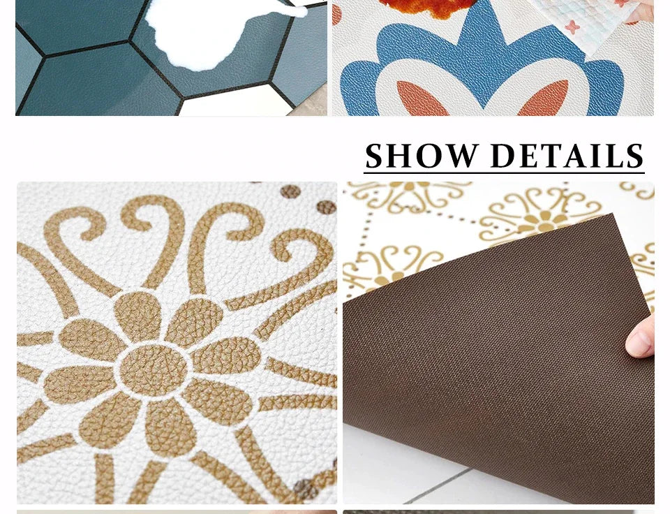 Mat for Kitchen Carpet Waterproof PVC Long Floor Mats Leather Oil Proof Anti-slip Carpets Black White Plaid Home Decoration Rug