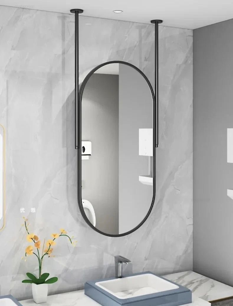 Oval LED Bathroom Mirror - Nordic Metal Frame, Gold Finish, 60x100cm