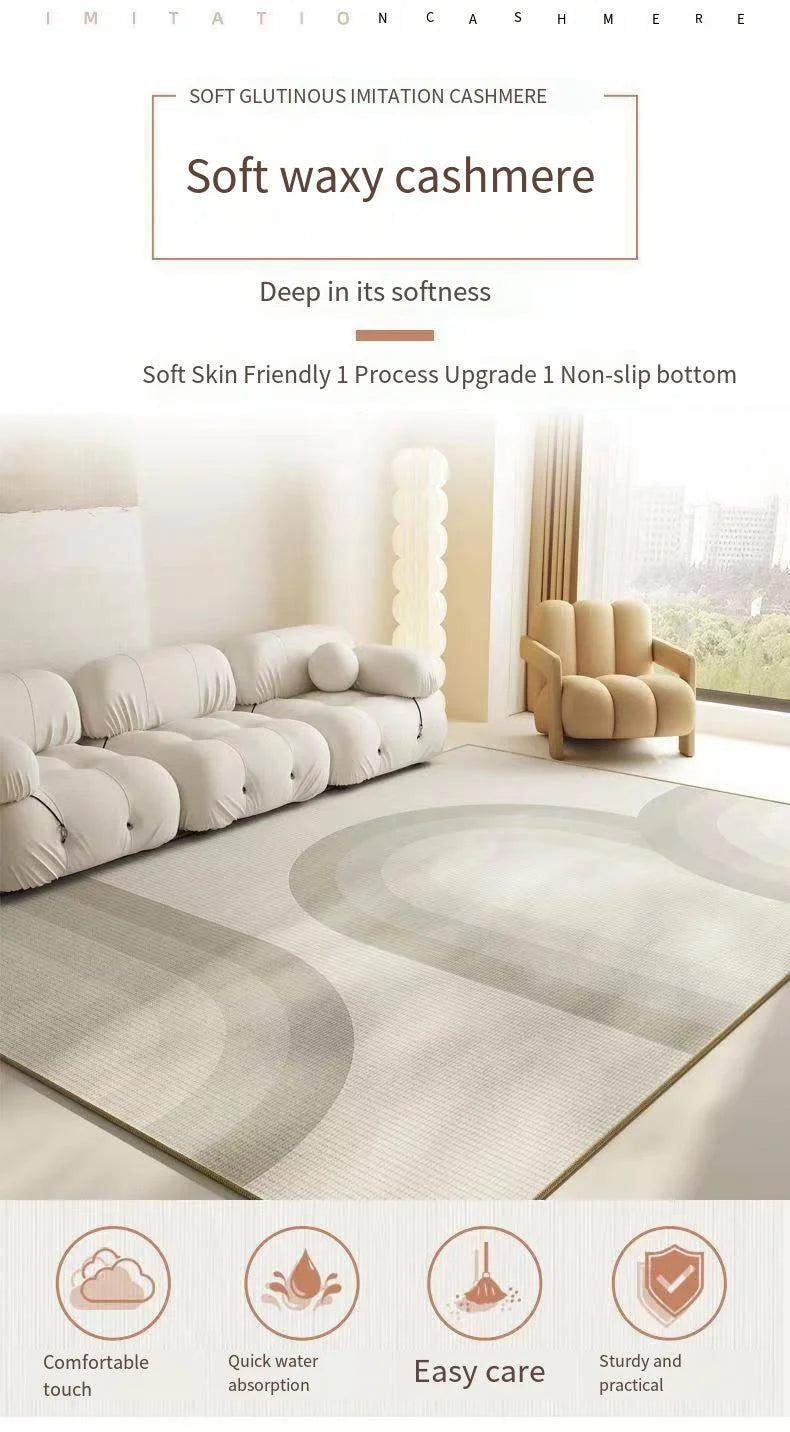 Modern Minimalist Faux Cashmere Bedroom Large Full Carpet Living Room Coffee Table Rug Non-slip Cozy Carpet