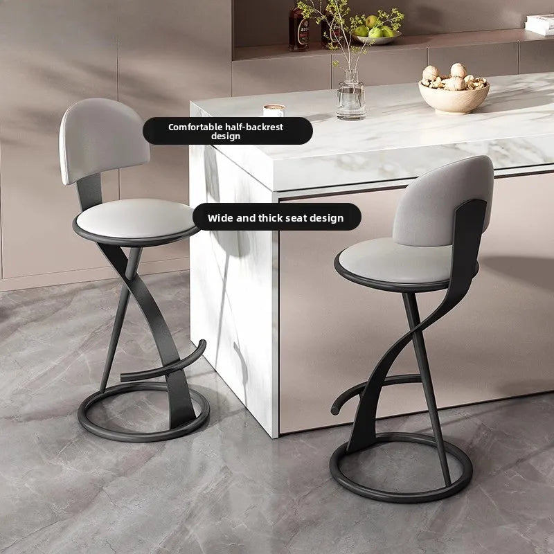 Adjustable Height Bar Stool with Backrest - Faux Leather Counter Stool with Footrest and X-Base Metal Frame