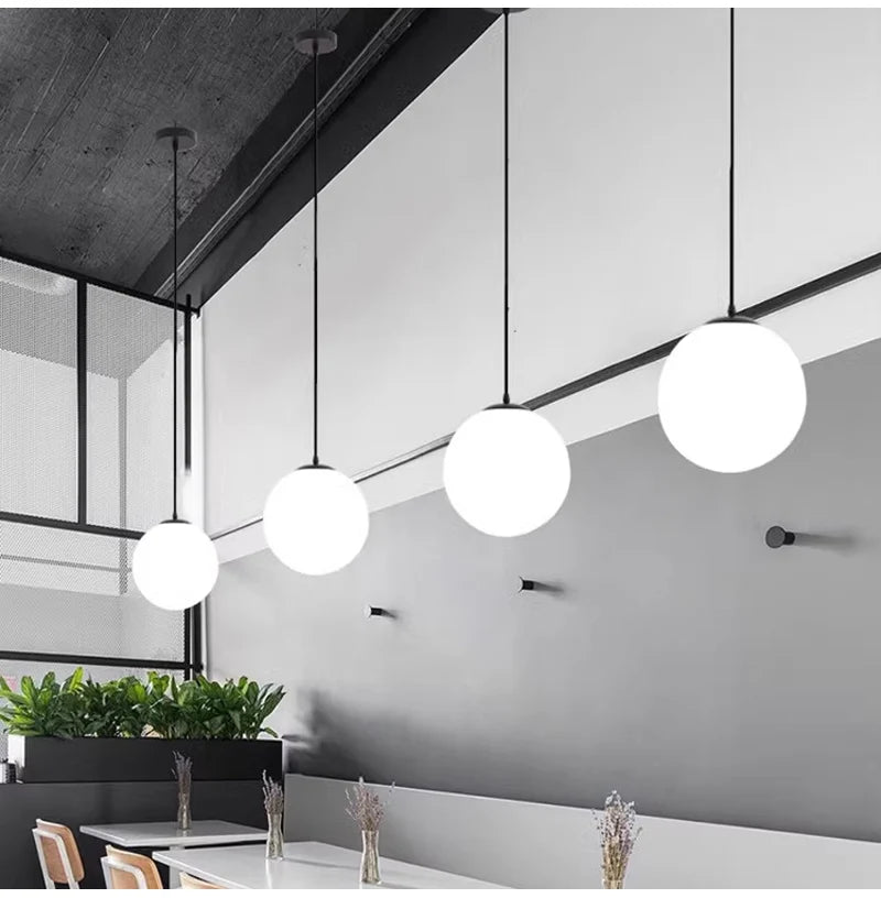 Nordic Glass Ball Pendant Lights Brass Black Hanging Lamp Modern Living Room Dining Bedroom Decor Ceiling Lighting Fixture House