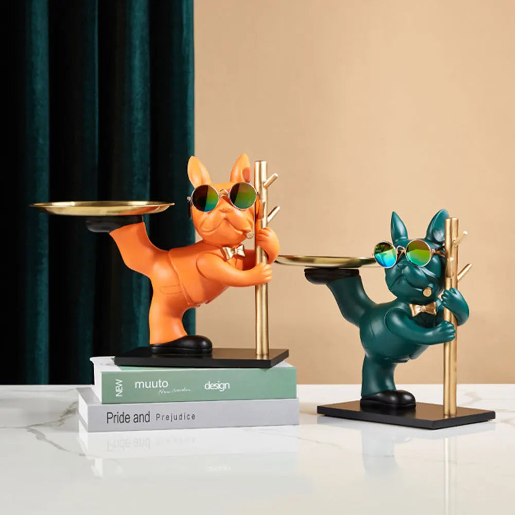 Magnate Pitbull Statue - Resin Sculpture with Storage Tray | Home Decor